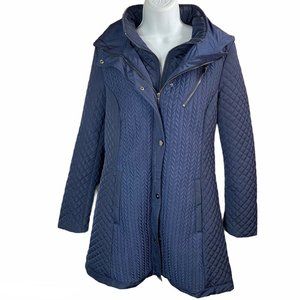 Liverpool Size M Quilted Blue Hooded Winter Coat